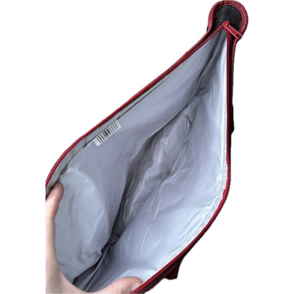 Trader Joe's Black Red Insulated Large Cooler Tote Reusable Shopping Bag 14x20 - Picture 3 of 6